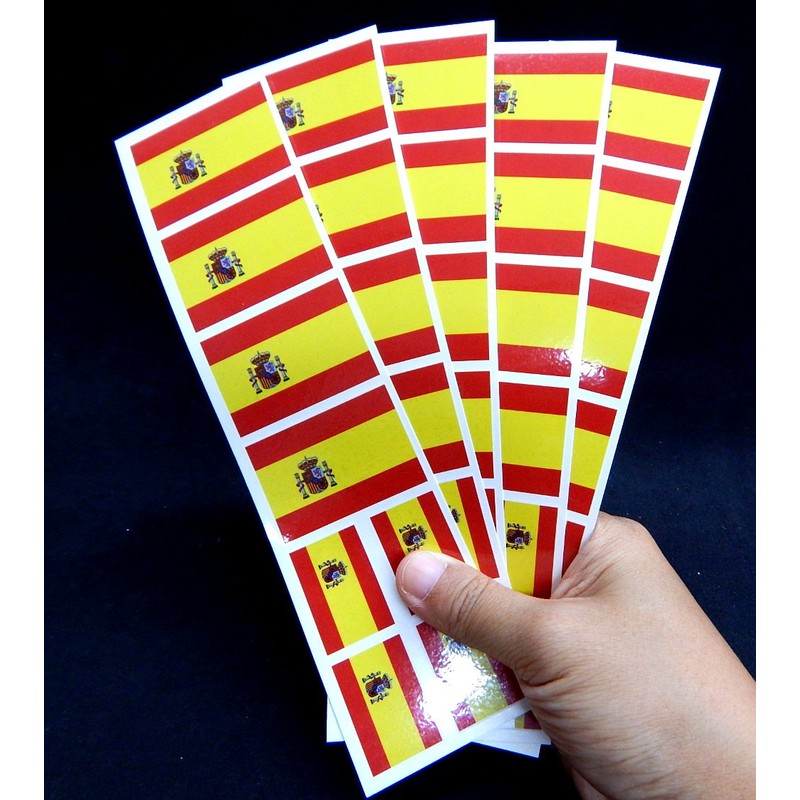 40 Removable Stickers: Spanish Flag, Spain Party Favors, Decals