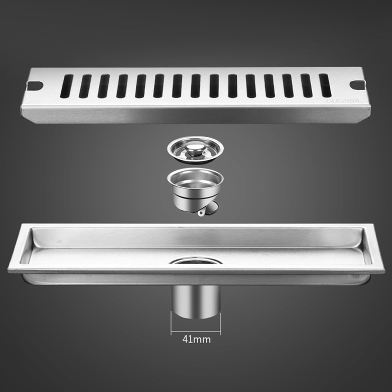 Shower Drain Long Stainless Steel Deodorant Removable Floor Drain for