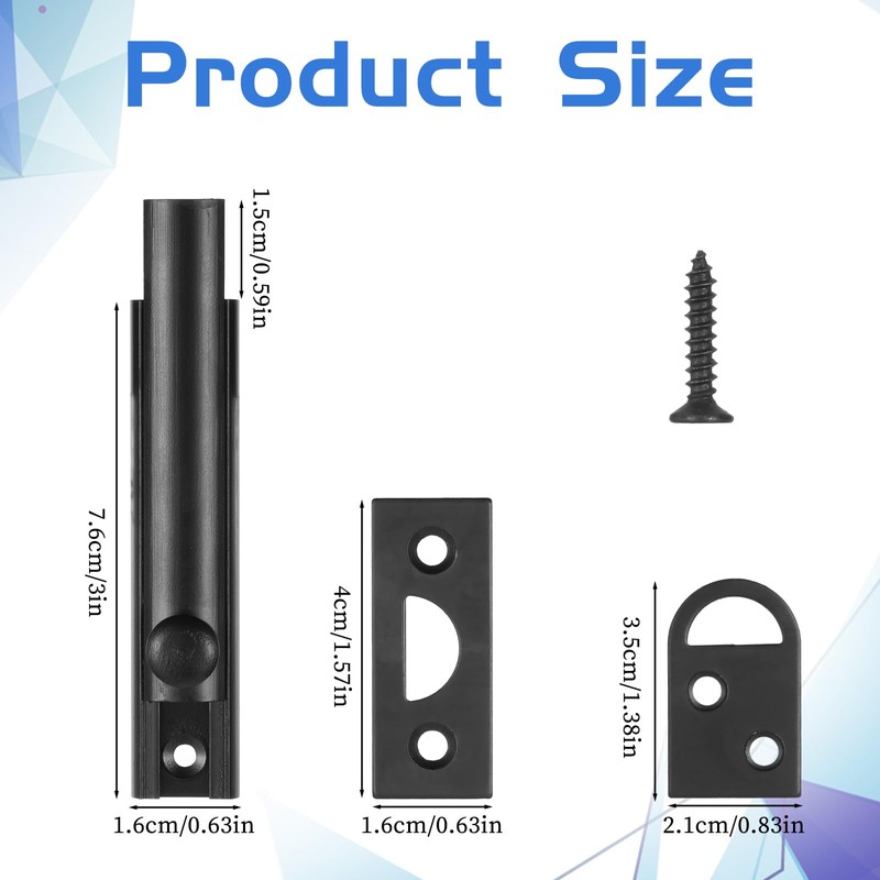3 Inch Solid Brass Surface Bolt, Matte Black Slide Latch