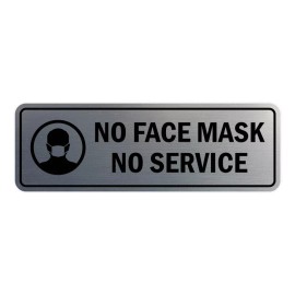 Signs ByLITA Standard No Face Mask No Service Sign (Brushed Silver) - Medium 2-3/4" X 7"