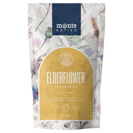 Elderflower Tea Monte Nativo (200 g) - 100% pure and natural elderflowers with no additives - For delicious herbal infusions and dessert decorations - Aromatic herbal Tea - Fruit tea