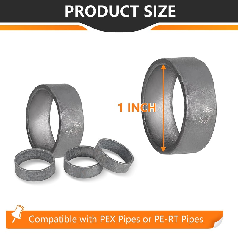50 Pieces HeSun 1-Inch Bottled PEX Copper Ring, PEX-B Crimp