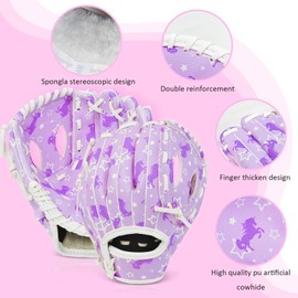 Kids Baseball Glove, Softball Gloves, Kids Girls Toddlers Baseball Softball Mitt, 9''-10.5'' T-Ball Glove for Training and Beginner Play, Left Hand Glove, Right Hand Throw