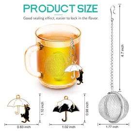 Paquete de 2 infusores de té con lindo dije de gato, colador de té de hojas sueltas de acero inoxidable premium, infusor de té, bola de té, infusores de té para té suelto