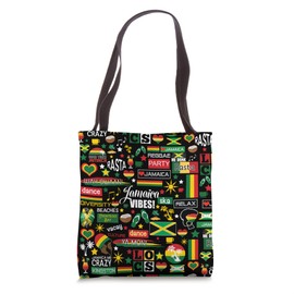 Jamaica Vibes Vacation Souvenir Tropical Pattern Tote Bag