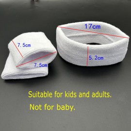 JZK White Headbands, Sweatbands and Wristbands Set, 80s Costume for Women, 1980s Costume Outfits for Girls and Boys, 80s Fun Run Teams Cosplay