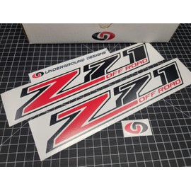 Z71 Off Road Decals (2pk) Chevy Truck Bedside Fender Stickers Fits 2018-2024 Chevy Silverado 1500 2500 3500 (Gloss Black & Red 'Z')