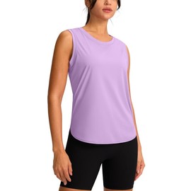 YYV Women's Workout Tank Tops Lightweight Sleeveless Workout Tops Loose Fit Yoga Athletic Running Shirts(Light Purple Large)