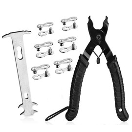 Bicycle Chain Repair Tool Kit with Bike Link Plier, Chain Wear Indicator Checker, 6 Pairs Bicycle Missing Links