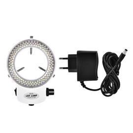 LED Ring Light Industrial LED Camera Ring Optical Microscope Camera with 144 LED Beads Light Source Adjustable Brightness More Than 18000LUX(EU Plug White)