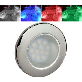 Wave One Marine FLUSH Mount 2.75" RGBW Internal Driver LED Courtesy Boat Light | RV Accent | Interior Exterior Deck Transom Cockpit T Top | Waterproof IP67 (Stainless Bezel)