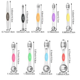 ZHIGOU 9-Piece Magnetic Measuring Spoon Set, Stainless Steel, with Leveler, Can Be Put Into Spice Jars, Suitable for Baking, Cooking, Spice Jars, Accurate Measurement of Dry Ingredients and Liquids
