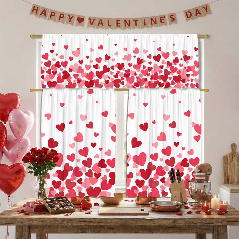 Valentine's Day Kitchen Curtains for Windows, Valentines Day Kitchen Decor