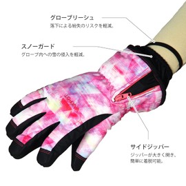 VAXPOT VA-3959 TA-PNK Ski Snowboard Gloves, Kids, Junior Girls, Anti-Lost Strap, Waterproof Film, Padding, 51.2 inches (130 cm)
