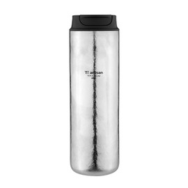 Ti artisan Titanium Water Bottle French Press Pot Milk Frother Coffee Cups 16.23fl oz | Double Layer Thermal Insulation | Leakproof & Packable for Travel & Sports | (Ice Flowers)