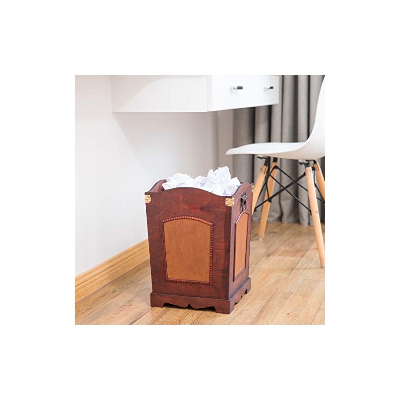 Vintiquewise(TM) Antique Wooden Waste Can/Bin with Handle