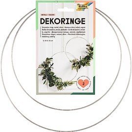 folia 24203 Decorative Rings in Silver, Metal Rings for Crafts, 2 Pieces in 25 cm and 30 cm Diameter, Thickness Approx. 3 mm