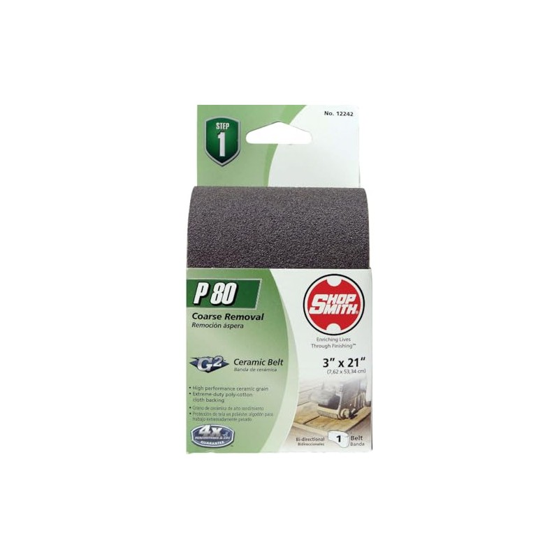 Shopsmith 12242 80 Grit Ceramic Sanding Belts (1 Pack), 3"