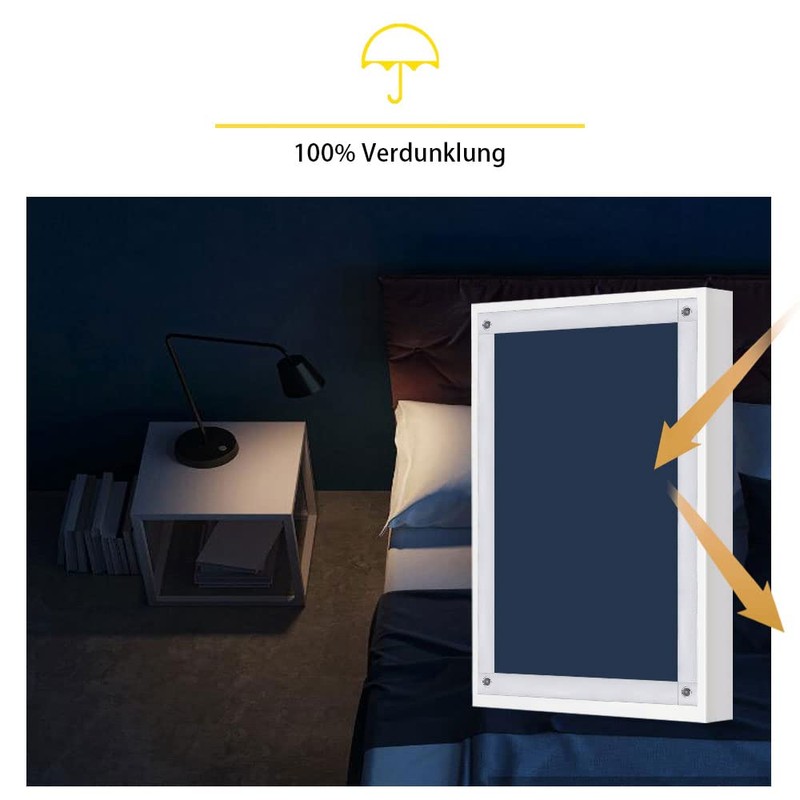 Eurohome 100% Blackout Skylight Roller Blind, No Drilling, Sun Protection,