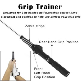 KALAUTO Golf Swing Trainer & Grip Trainer for Left-Handed Golfers,Golf Swing Training Aid,Golf Grip Trainer for Warm-up,Weighted Golf Swing Trainer for Indoor Practice,Included Correcting Arm Band