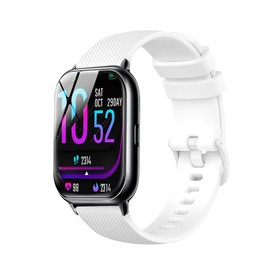 [SHANCHI] koolep (2025) R8 1.85インチ 用 交換バンド 22mm スマートウォッチ用 シリコンバンド エコ素材 小さなグリッドパターンデザイン 防水防汗 カード式バックル 長さ調節簡単 快適な通気性(ホワイト)