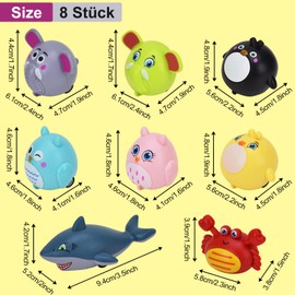 Linkbro Wind Up Car Animals Set, 8 Pieces Pull Back Toy Car, Give-Away Toy for Goody Bag, Pinata Stuffing, Gift for Children Aged 2-8 Years, 4.5 x 5 cm