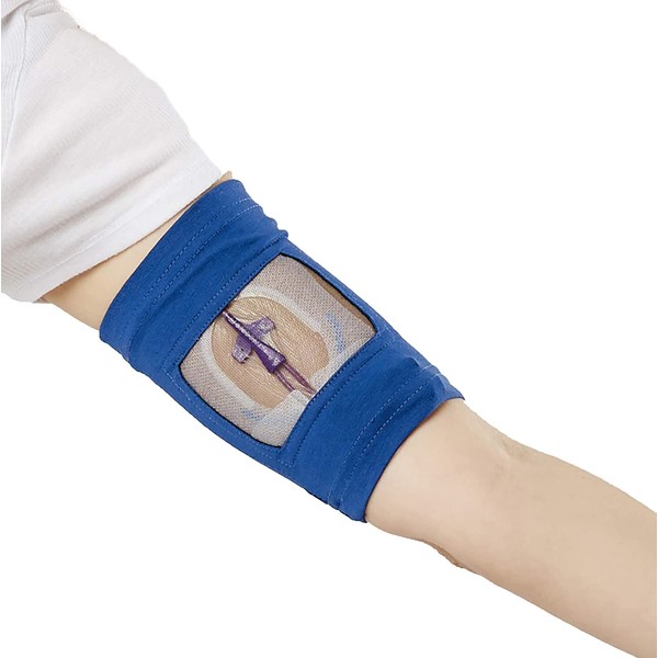 PICC Line Cover by Care+Wear - Ultra-Soft Antimicrobial PICC Line Covers for Upper Arm That Provides Comfort, Security and Breathability with Mesh Window Marine S 11" - 13" Bicep