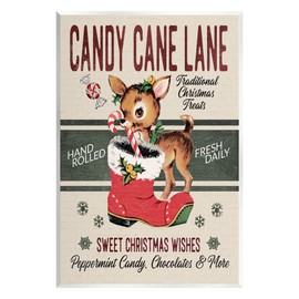 Stupell Industries Candy Cane Lane Vintage Reindeer Boot Wood Wall Art, Design by Jo Moulton