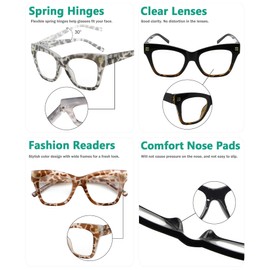 Eyekepper 10-Pack Cat-eye Reading Glasses for Women Spring Hinges Readers Ladies Include 2 Reading Sunglasses +1.50