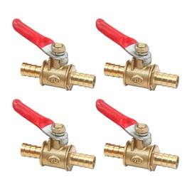 Antrader 4 Pcs Forged Brass Ball Valve Mini Shut Off Switch with 180 Degree Operation Handle, 5/16" Hose Barb x 5/16" Hose Barb, Pipe Tubing Fitting