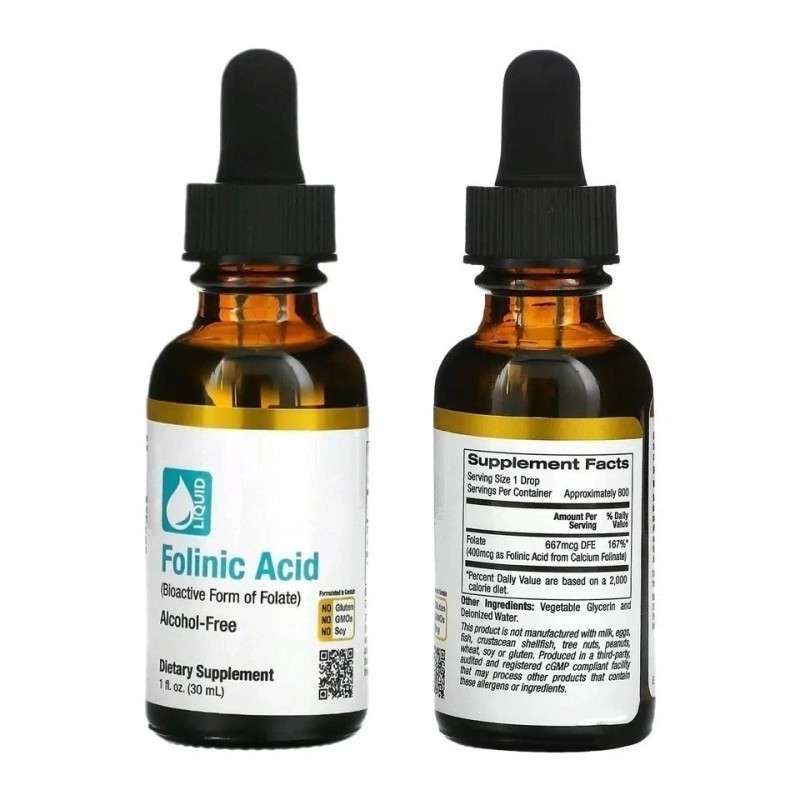 Folinic' Acid Leucovorin Bioactive Form of Folate Alcohol Free 30ml,Speech