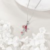 VONALA Cardinal Cross Necklace 925 Sterling Silver Red Bird Pendant