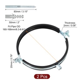 sourcing map 2 Pcs Adjustable Pipe Bracket Clamp, 6.3-6.6"(160-168mm) Wall Ceiling Mount Split Ring Pipe Hanger Galvanized Iron Pipe Strap Support with Screw & Expansion Tube for Pipe Tube