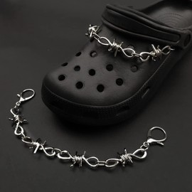 GOTPE Thorns Silver Flame Chain Shoes Charms Goth Shoe Decoration…