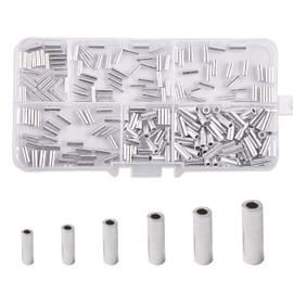 Single Barrel Crimp Sleeves Aluminum Fishing Crimp Sleeves Cable Crimp Sleeves Wire Rope Crimping Loop Sleeves Crimping Tool Kit for Fishing Line Mono Line Fishing Leader Rigging (200pcs)