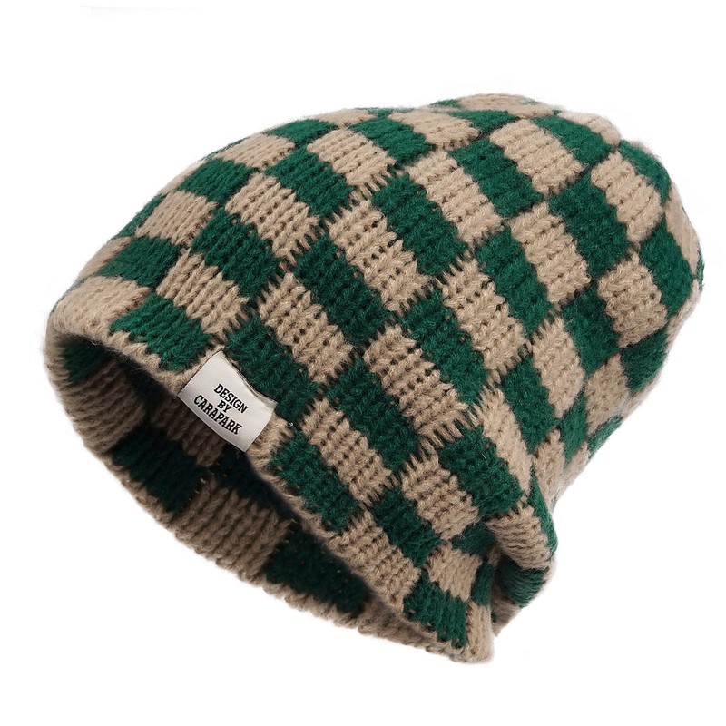 Clakllie Winter Stocking Beanie Hat Foldable Knitted Hats Roll-up Edge