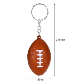 Blulu 20 Pack Football Keychains Mini Foam Football Sport Party Favors, 3.8” Inch Small Stress Ball Keychains Bulk for Kids Birthday Gift Goodie Bags Fillers