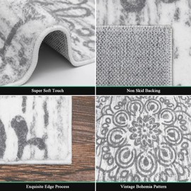 HEBE Hallway Runner Rug 2'x6' Washable Vintage Distressed Area Rugs Non Slip Laundry Rug Runner Boho Floor Carpet Runners for Hallways Entryway Laundry Room Kitchen Bathroom | HEBE RUGS