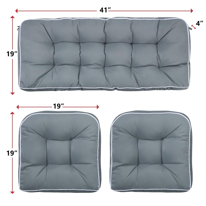 Blytieor 3 Piece Wicker Chair Cushion Set, 1 Loveseat Wicker