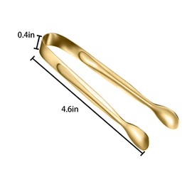 Paquete de 10 pinzas pequeñas para azúcar, acero inoxidable, mini pinzas para servir aperitivos, para fiestas, café, té, vino, cocina (dorado)