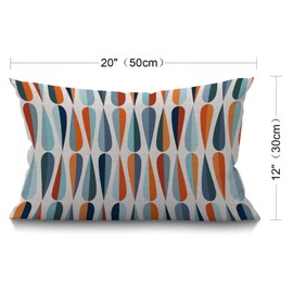 BGBDEIA Cushion Cover Mid-Century Drop Shapes in Tones Modern Retro Style Waist Lumbar Cotton Linen Pillow case Throw Pillow Cover for Sofa Home Decorative Oblong 12x20 Inches 30 x 50 cm