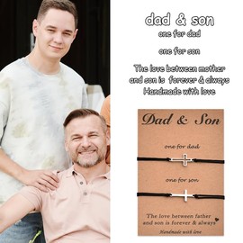 Fathers Day Birthday Gifts for Daddy Father Son Matching Cross Bracelet for Men Daddy Christmas Xmas Gifts from Son Back to School Graduation Gifts from Dad Daddy and Son Bracelets Set