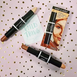 MegaGlo Dual barra de contorno e Iluminador para cara,base multiusos, corrector ojeras, bronzer, contour suave y natural, Bronzer con aplicador en... 