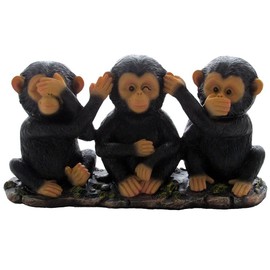 No Evil Monkeys Figurine for African Jungle Safari Decor Sculptures or Chimps Statues and Decorative Animal Lover Gifts by Home-n-Gifts