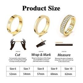 TOFBS Set of 3 Rings for Women, 18 Carat Gold-Plated Golden Rings with Cubic Zirconia, Adjustable Open Stackable Ring, Fashion Jewellery, Gift, Metal