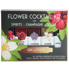 Floral Elixir Co. - All Natural Flower Syrup Cocktail Kit - Gift Set - Assortment of 5 (2 oz) Elixirs (Gin Lovers)