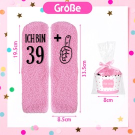 30/40/50/60th Birthday Women's Socks Gift Ideas, Birthday Women Fluffy Socks, Funny Birthday Gift for Girls, Girlfriend, Mum, 40, 39 - 42