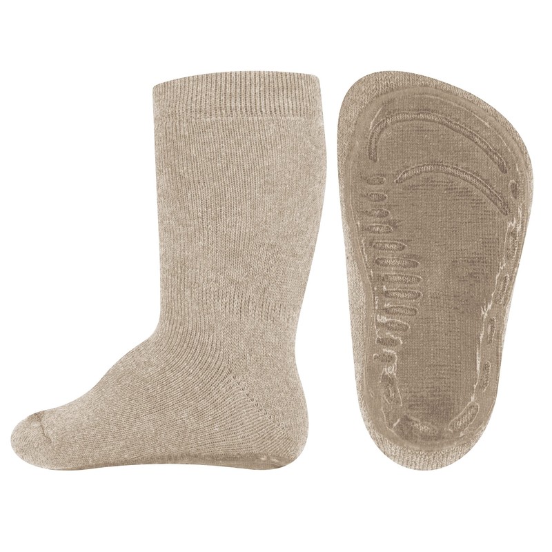 EWERS Unisex Children's Stopper Socks Softstep Plain Socks, Dark beige