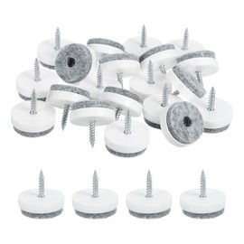 uxcell Nail-on Furniture Sliders, 24Pcs Nail-on Felt Pad Round Chair Table Feet Pads Chair Leg Floor Protectors for Hardwood Floors (White, 25mm/0.98")