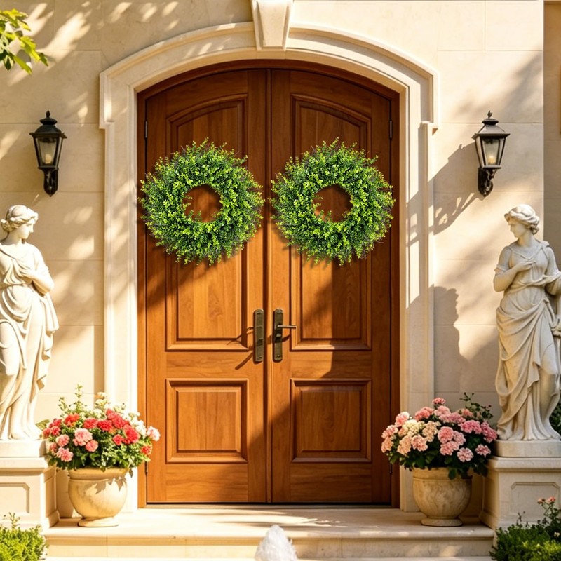 26” Boxwood Wreaths for Front Door Summer Wreaths for Front